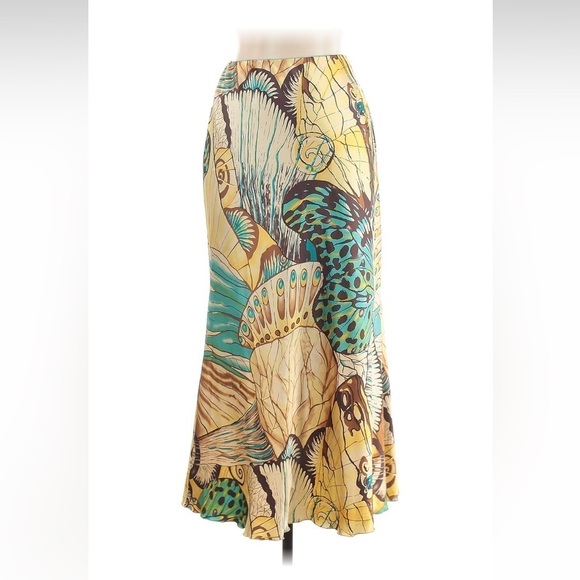 VTG y2k 2000s Russel Keng 100% Silk Midi Monarch Butterfly Skirt Layered Bias 8 - Picture 6 of 13